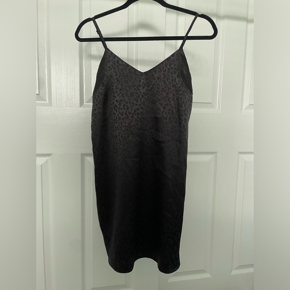 Lottie Moss black slip dress with leopard print. Size US XS